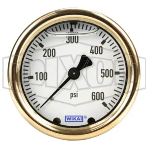 Brass Liquid Filled Center Back Mount Gauge